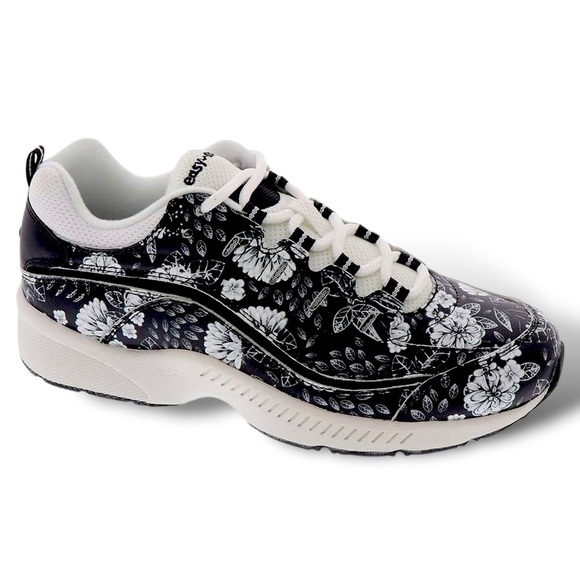 EASY SPIRIT LEATHER Romy Floral Sneaker Women’s Size 11WW Romantic Floral Goth - Picture 2 of 11